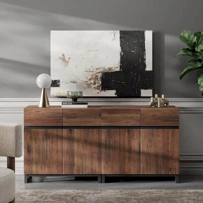 Credenza moderna a buffet con ripiani regolabili, tavolino da caffè per sala da pranzo