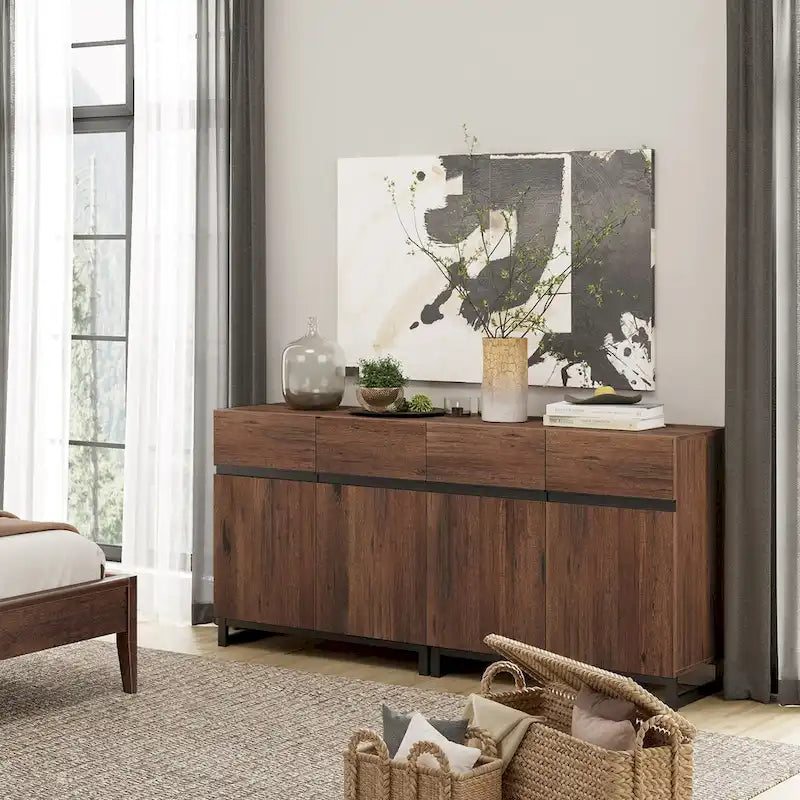Credenza moderna a buffet con ripiani regolabili, tavolino da caffè per sala da pranzo