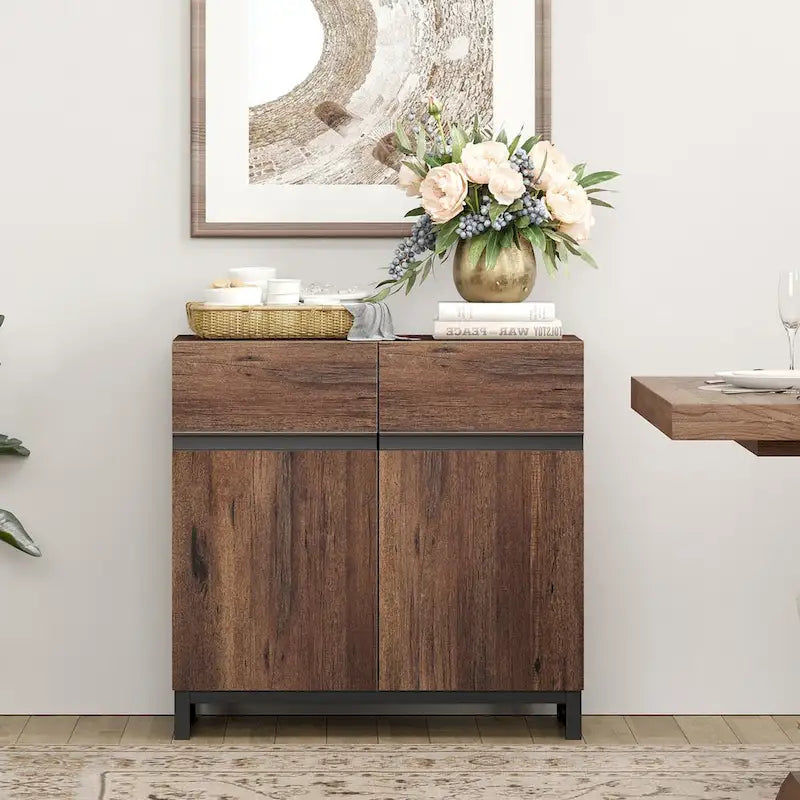 Credenza moderna a buffet con ripiani regolabili, tavolino da caffè per sala da pranzo