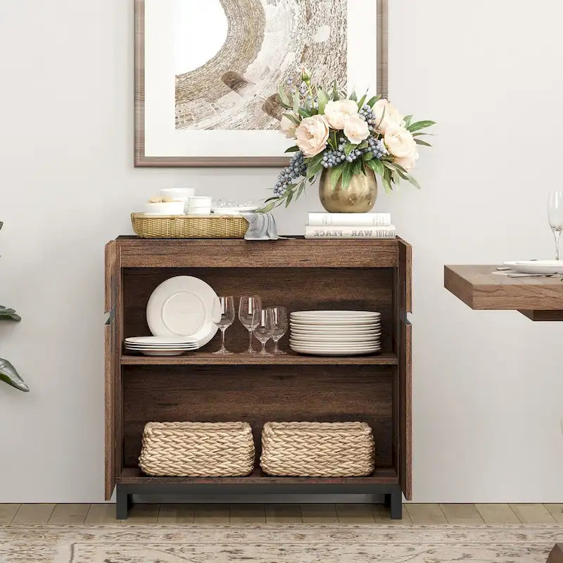 Credenza moderna a buffet con ripiani regolabili, tavolino da caffè per sala da pranzo