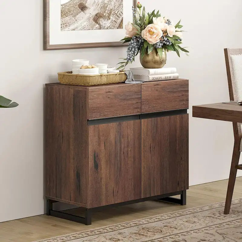 Credenza moderna a buffet con ripiani regolabili, tavolino da caffè per sala da pranzo