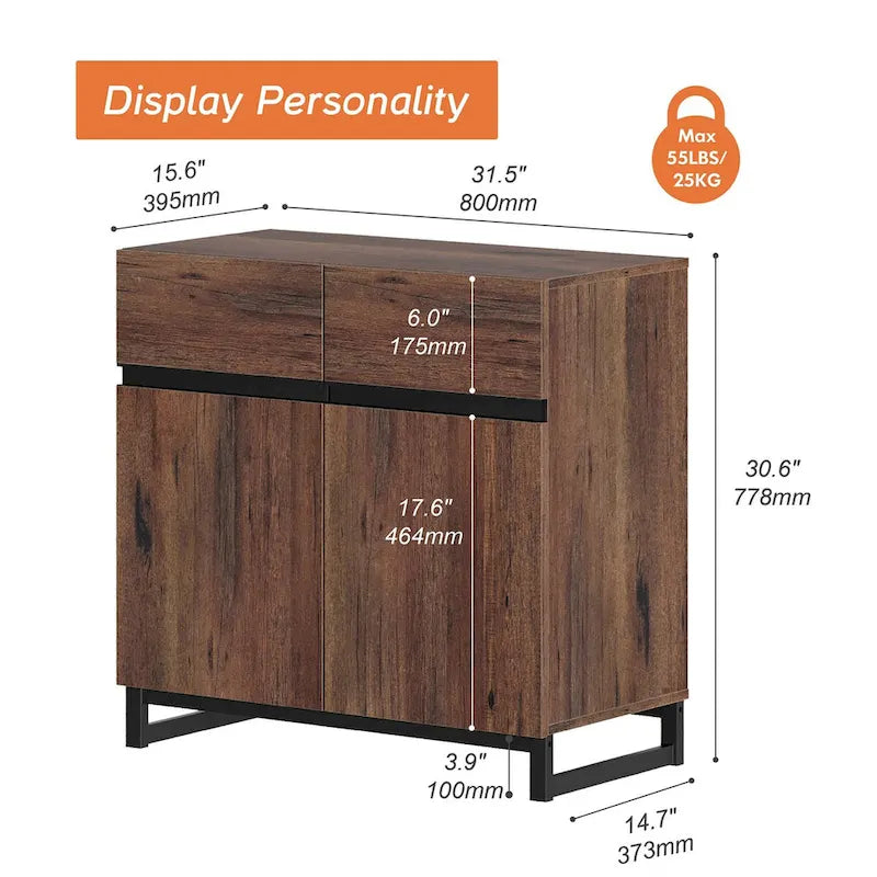 Credenza moderna a buffet con ripiani regolabili, tavolino da caffè per sala da pranzo