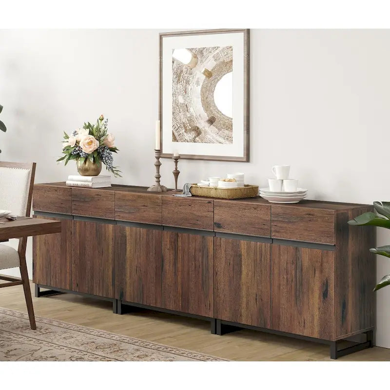 Credenza moderna a buffet con ripiani regolabili, tavolino da caffè per sala da pranzo