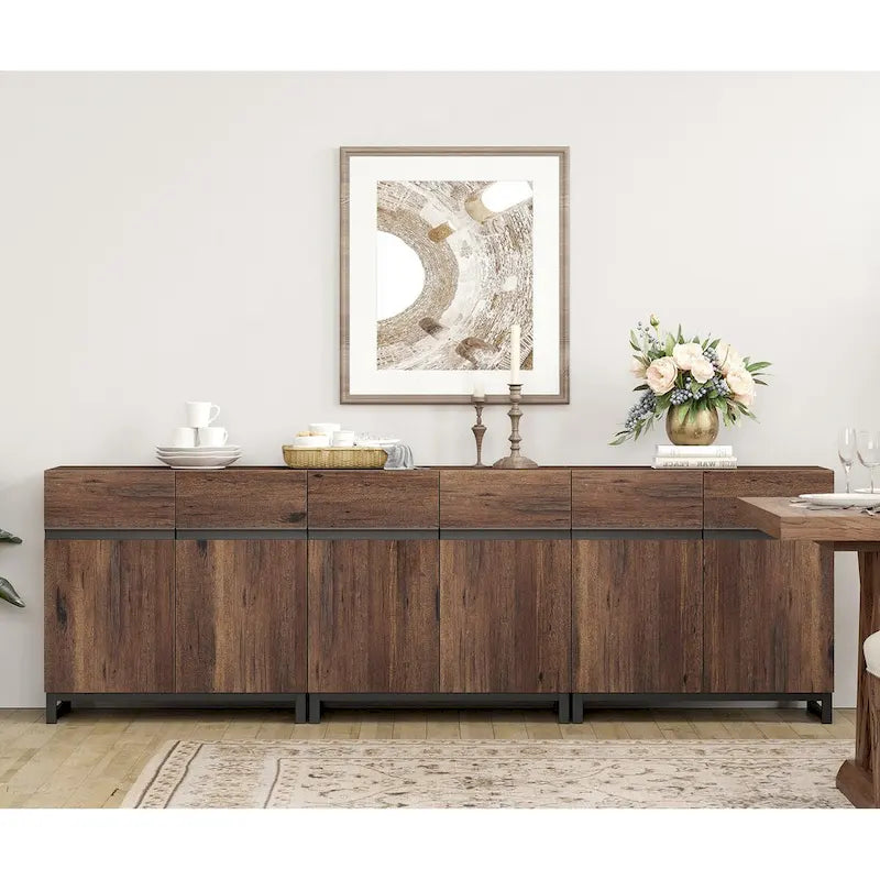 Credenza moderna a buffet con ripiani regolabili, tavolino da caffè per sala da pranzo