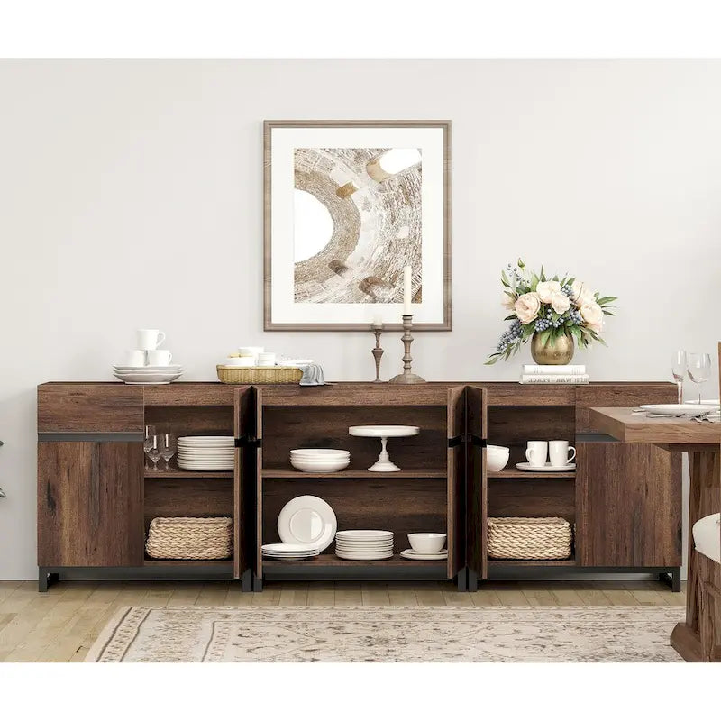 Credenza moderna a buffet con ripiani regolabili, tavolino da caffè per sala da pranzo