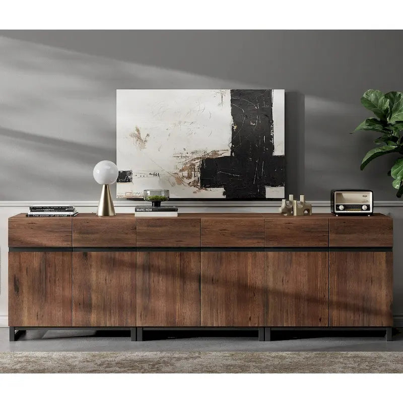 Credenza moderna a buffet con ripiani regolabili, tavolino da caffè per sala da pranzo