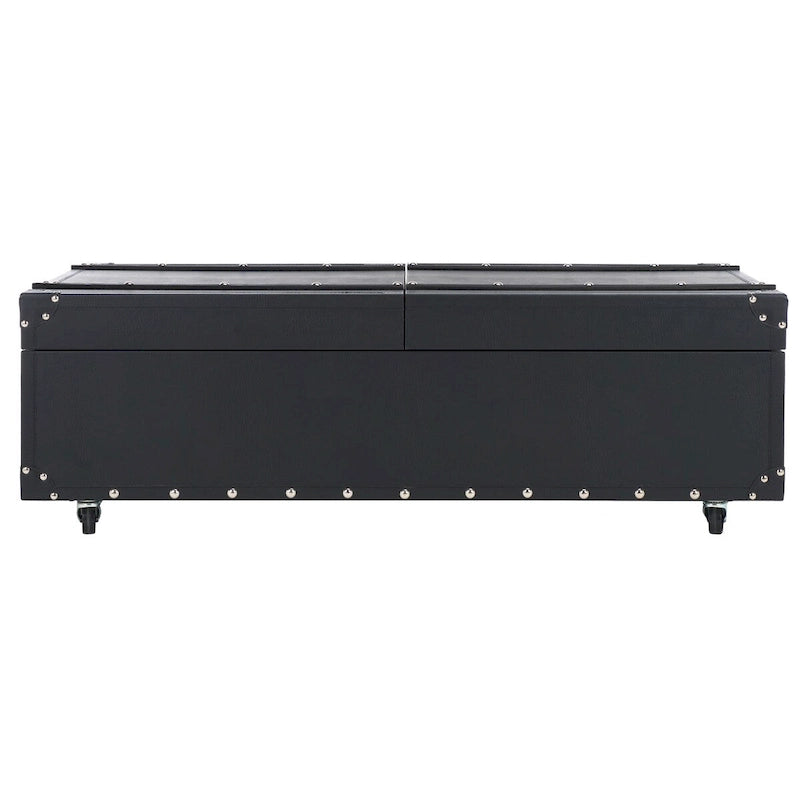 Tavolino da Salotto con Baule a Vapore Retrò con Contenitore e Portabottiglie - 119 cm L x 61 cm P x 38 cm A