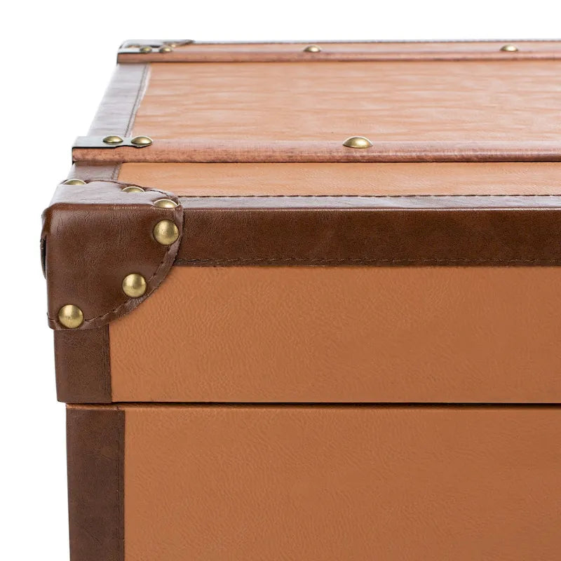 Tavolino da Salotto con Baule a Vapore Retrò con Contenitore e Portabottiglie - 119 cm L x 61 cm P x 38 cm A