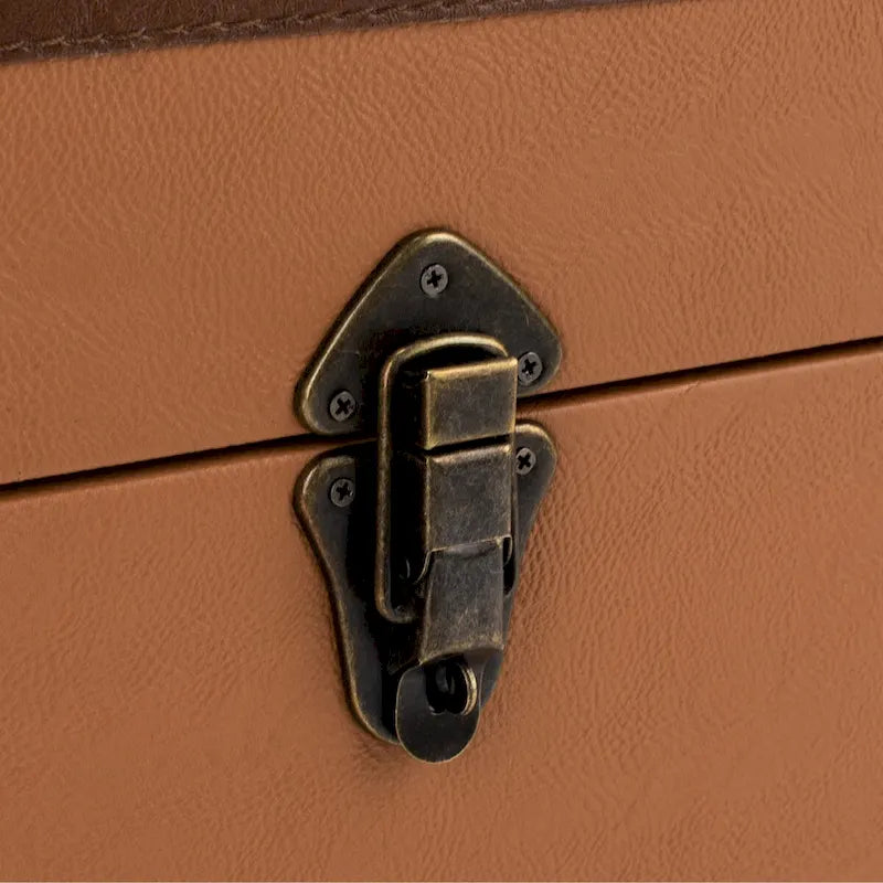 Tavolino da Salotto con Baule a Vapore Retrò con Contenitore e Portabottiglie - 119 cm L x 61 cm P x 38 cm A
