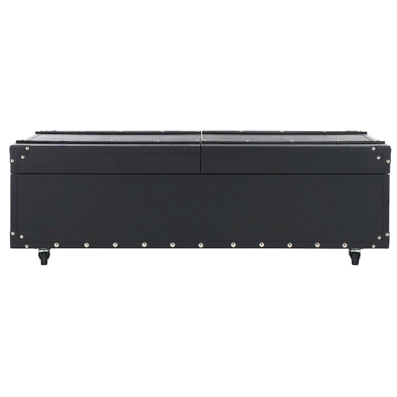 Tavolino da Salotto con Baule a Vapore Retrò con Contenitore e Portabottiglie - 119 cm L x 61 cm P x 38 cm A