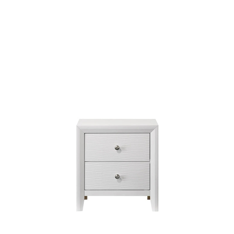 Camera da letto 4 pezzi con pannelli bianchi - Letto, comò, specchio e comodino