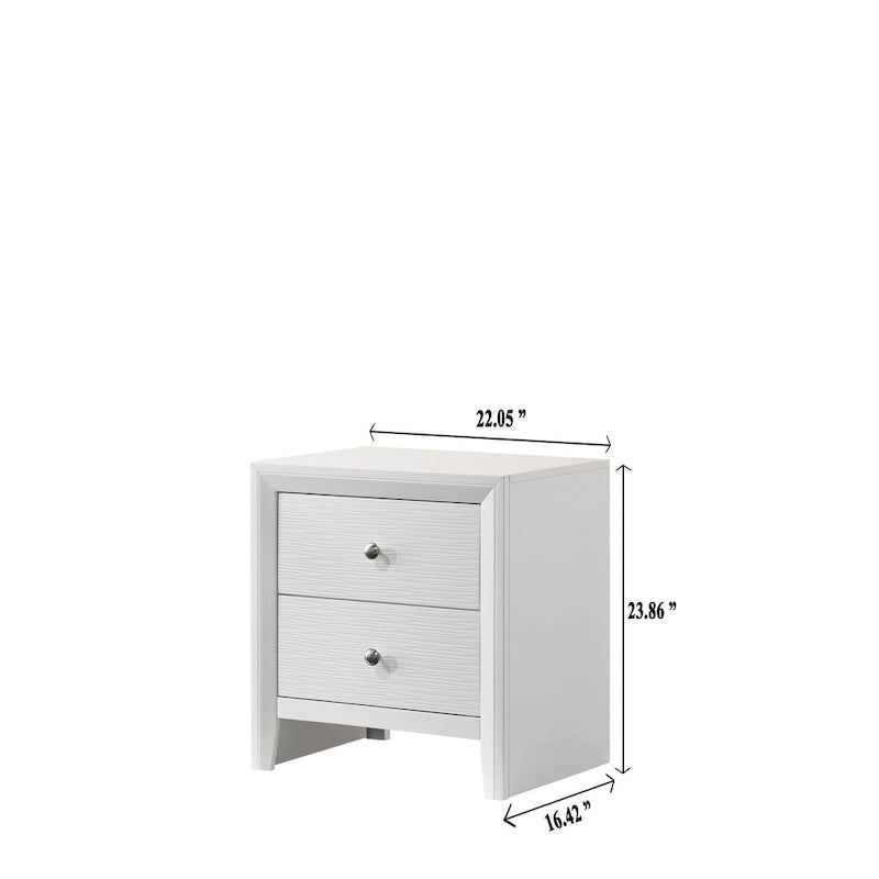 Camera da letto 4 pezzi con pannelli bianchi - Letto, comò, specchio e comodino