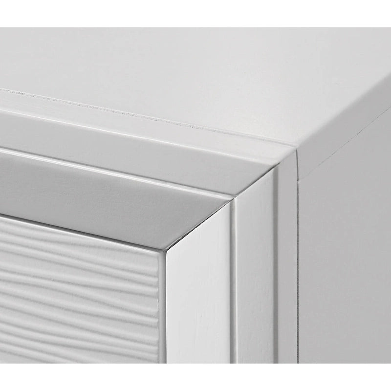 Camera da letto 4 pezzi con pannelli bianchi - Letto, comò, specchio e comodino