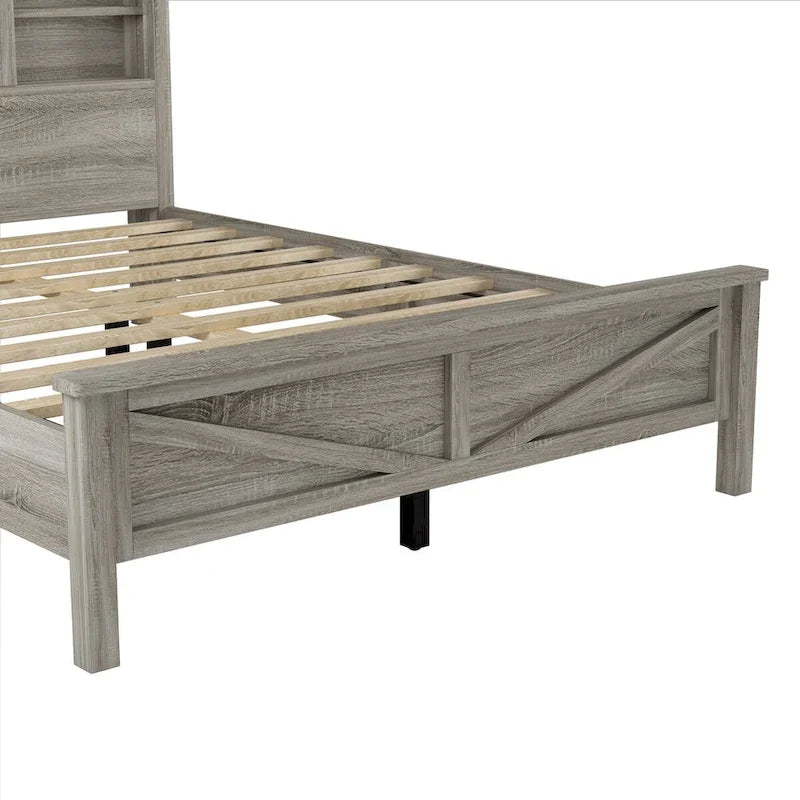 Set camera da letto 3 pezzi: Letto a piattaforma Queen Size con contenitore, comodino e cassettiera