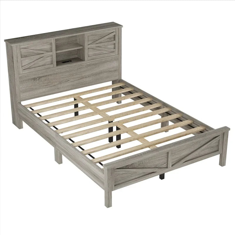 Set camera da letto 3 pezzi: Letto a piattaforma Queen Size con contenitore, comodino e cassettiera