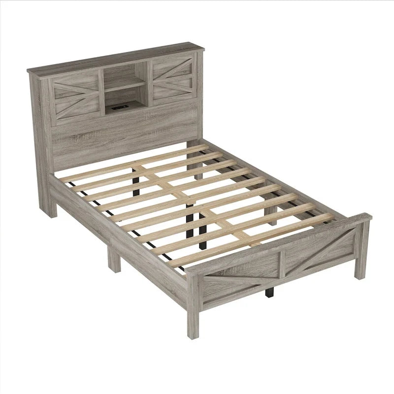 Set camera da letto 3 pezzi: Letto a piattaforma Queen Size con contenitore, comodino e cassettiera