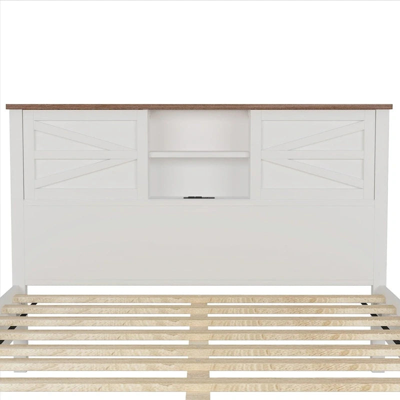 Set camera da letto 3 pezzi: Letto a piattaforma Queen Size con contenitore, comodino e cassettiera