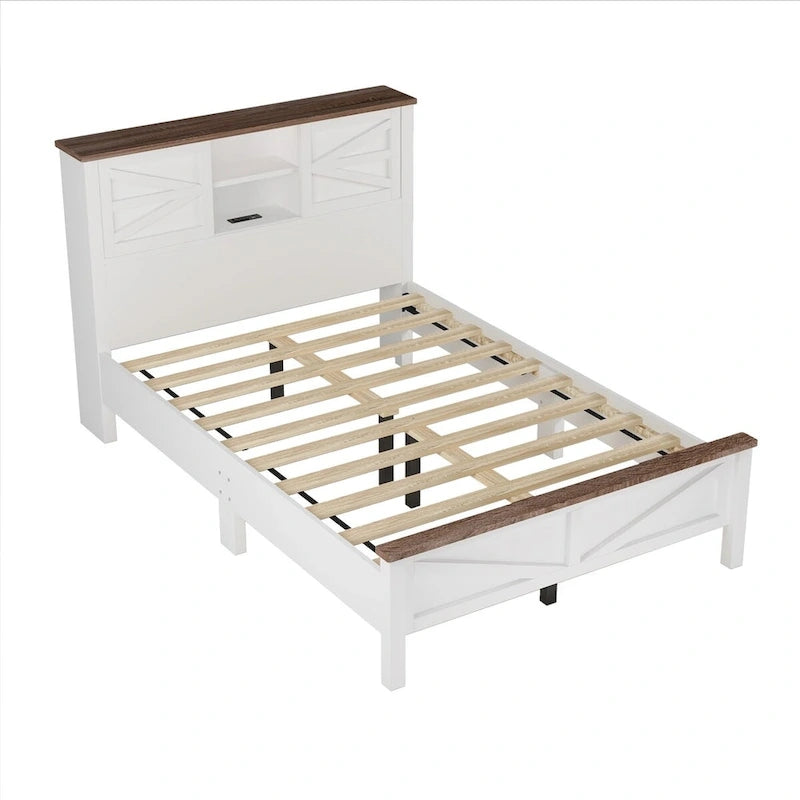 Set camera da letto 3 pezzi: Letto a piattaforma Queen Size con contenitore, comodino e cassettiera