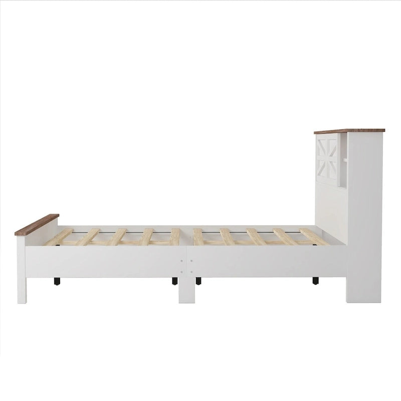 Set camera da letto 3 pezzi: Letto a piattaforma Queen Size con contenitore, comodino e cassettiera