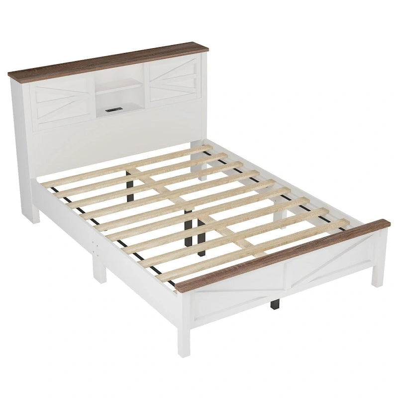 Set camera da letto 3 pezzi: Letto a piattaforma Queen Size con contenitore, comodino e cassettiera