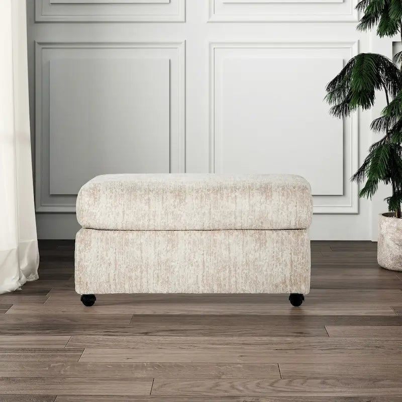 Pouf contemporaneo da soggiorno con rotelle - 89 L x 63,5 P x 48,2 A cm