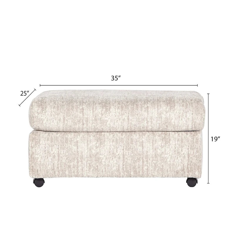 Pouf contemporaneo da soggiorno con rotelle - 89 L x 63,5 P x 48,2 A cm