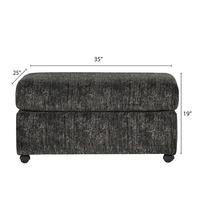 Pouf contemporaneo da soggiorno con rotelle - 89 L x 63,5 P x 48,2 A cm