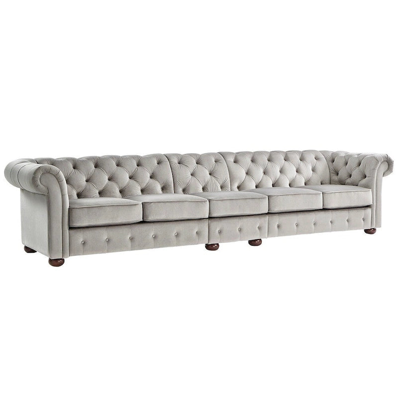 Divano Chesterfield Extra Lungo Grigio Chiaro