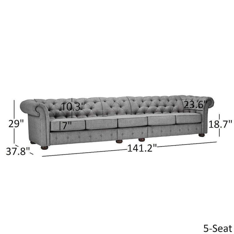 Divano Chesterfield Extra Lungo Grigio Chiaro