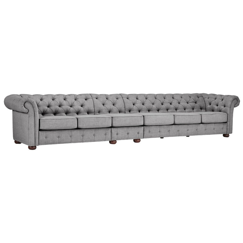 Divano Chesterfield Extra Lungo Grigio Chiaro