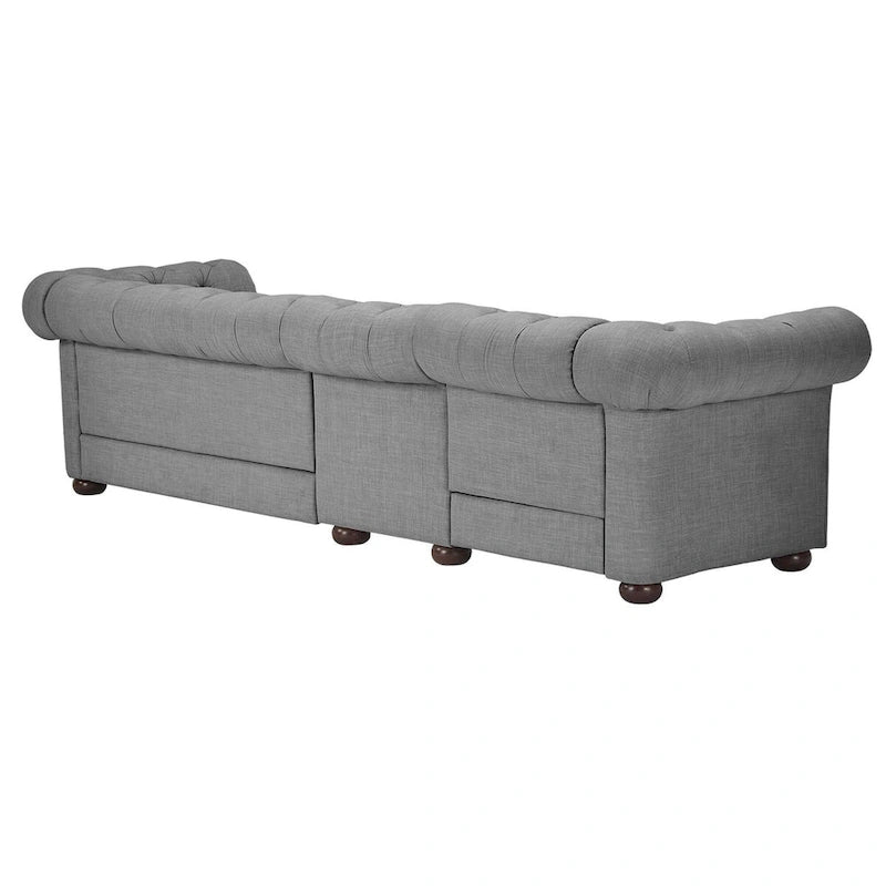 Divano Chesterfield Extra Lungo Grigio Chiaro