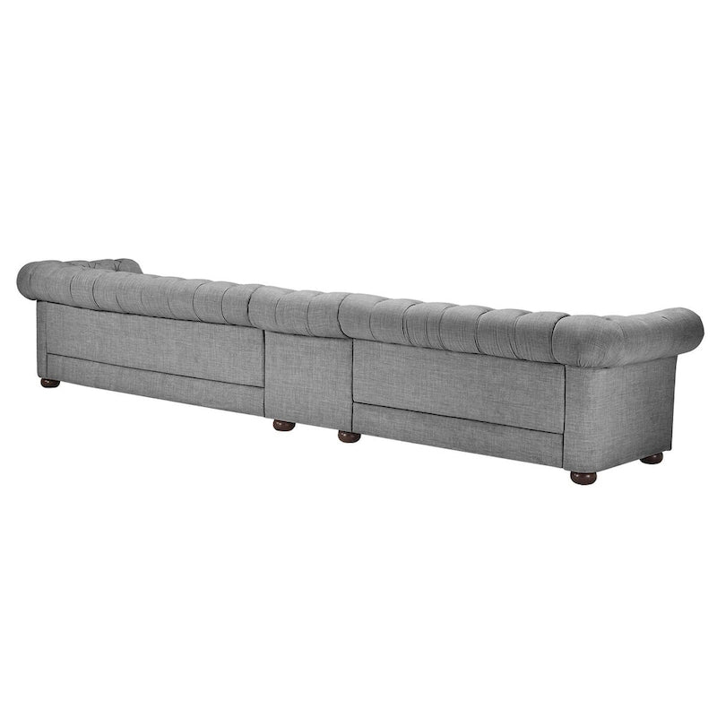 Divano Chesterfield Extra Lungo Grigio Chiaro