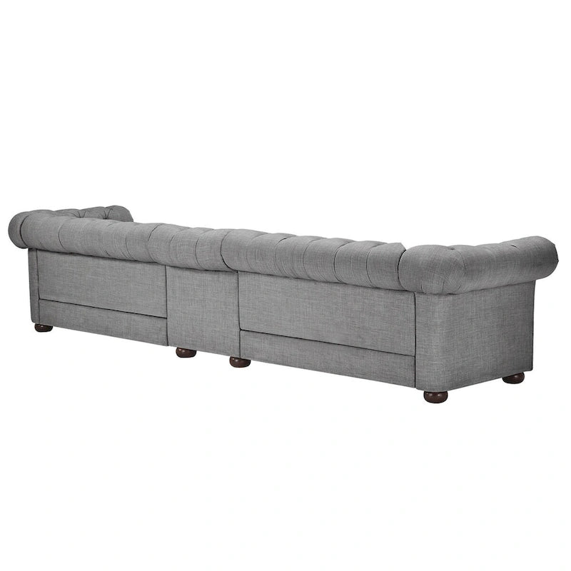 Divano Chesterfield Extra Lungo Grigio Chiaro