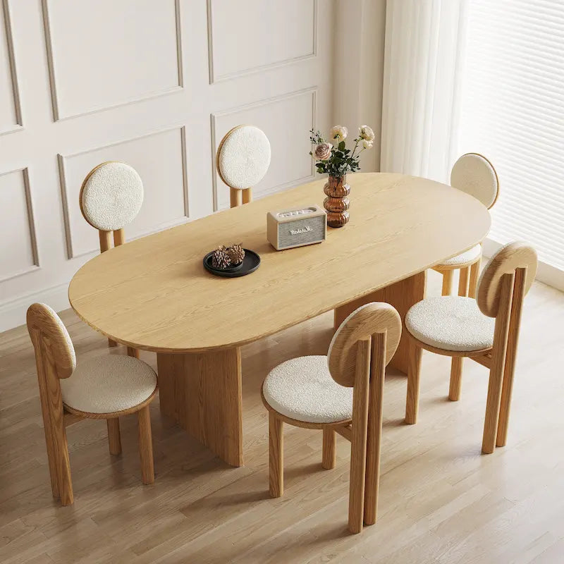 Tavolo da pranzo ovale moderno da 71 pollici, tavolo da cucina in legno massello per 6 persone - 70.8 X 35.4