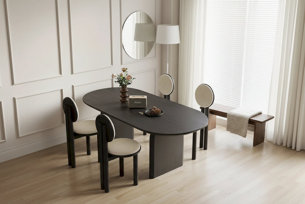 Tavolo da pranzo ovale moderno da 71 pollici, tavolo da cucina in legno massello per 6 persone - 70.8 X 35.4