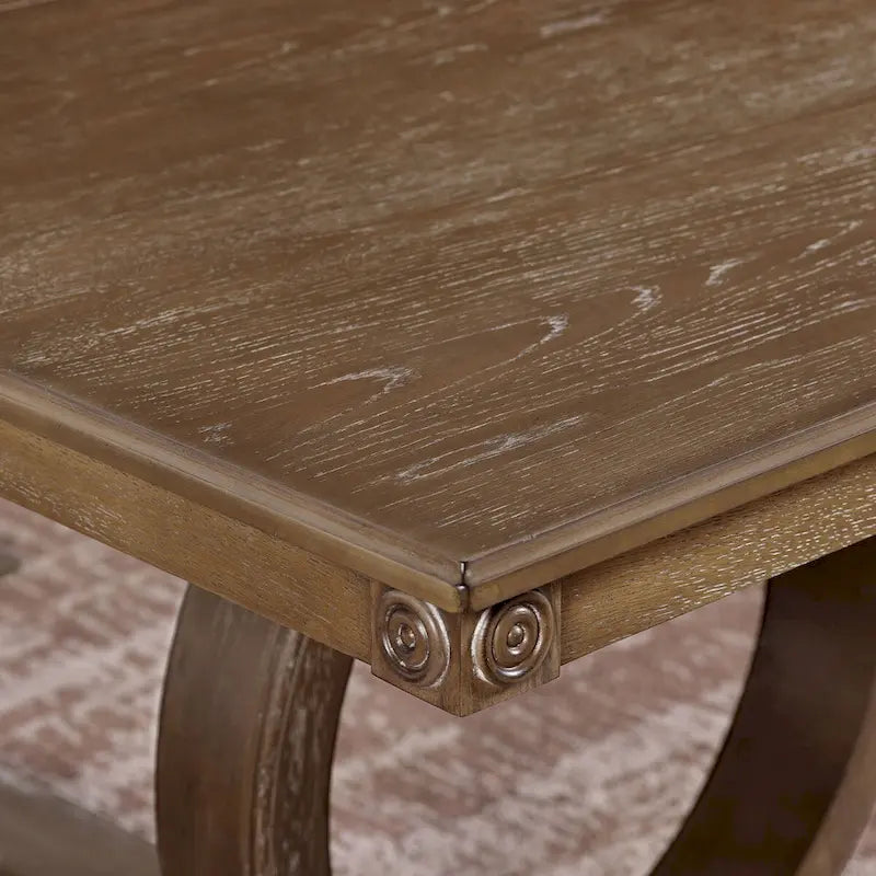 Set da pranzo espandibile 7 pezzi in rovere rustico di transizione con sedie imbottite
