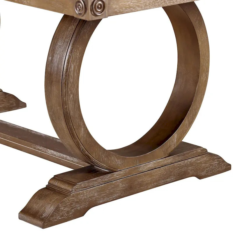 Set da pranzo espandibile 7 pezzi in rovere rustico di transizione con sedie imbottite