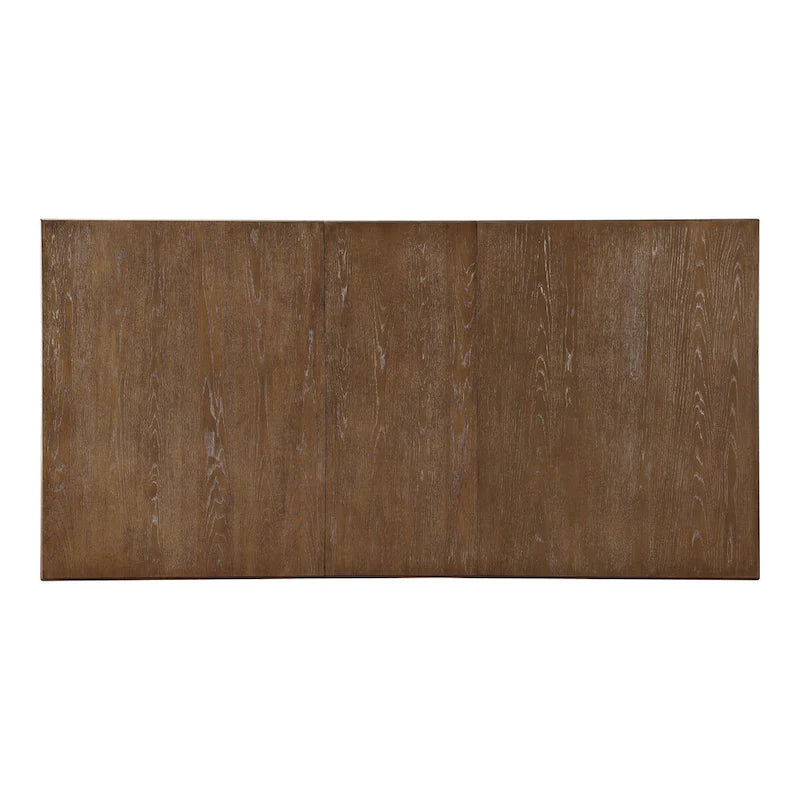 Set da pranzo espandibile 7 pezzi in rovere rustico di transizione con sedie imbottite