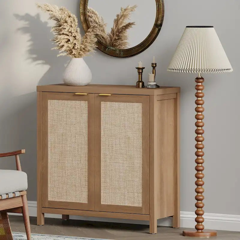 Credenza in Rattan con 2 Ante, Set da 2
