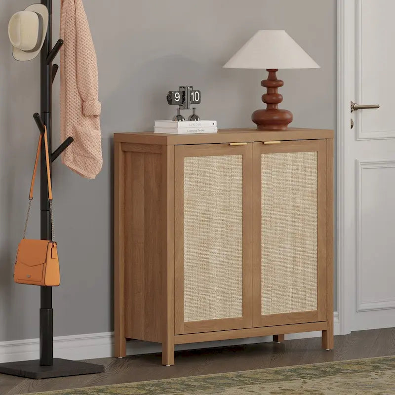 Credenza in Rattan con 2 Ante, Set da 2