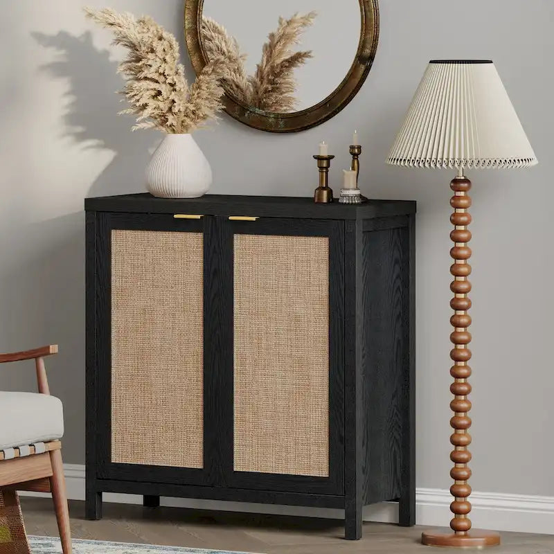 Credenza in Rattan con 2 Ante, Set da 2