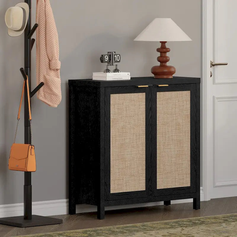 Credenza in Rattan con 2 Ante, Set da 2