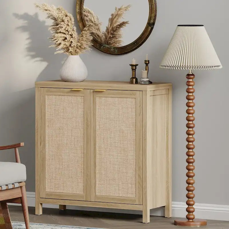 Credenza in Rattan con 2 Ante, Set da 2