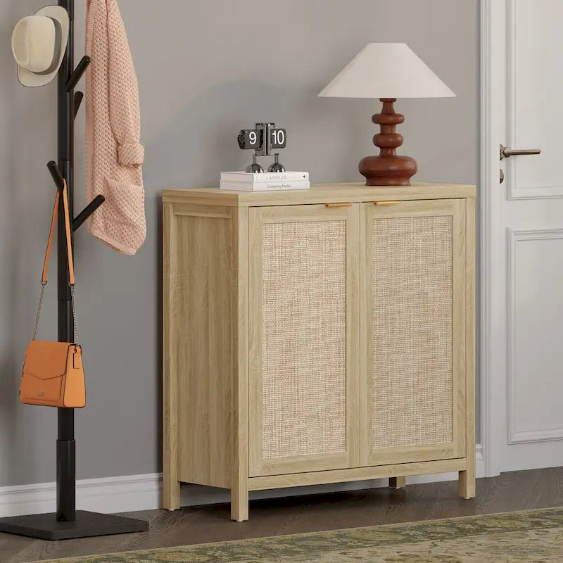 Credenza in Rattan con 2 Ante, Set da 2