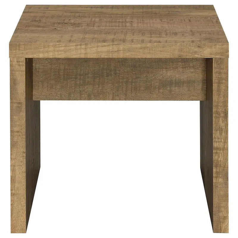 Tavolino quadrato con finitura grezza e segni di sega a vista (60 cm) - Legno marrone naturale