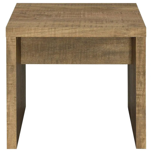 Tavolino quadrato con finitura grezza e segni di sega a vista (60 cm) - Legno marrone naturale