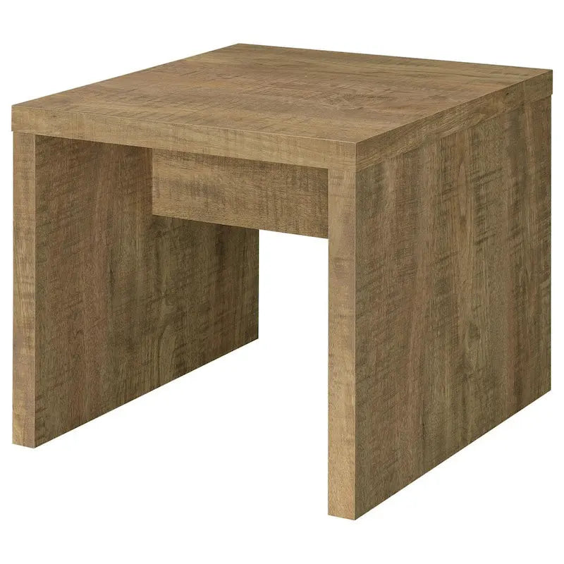 Tavolino quadrato con finitura grezza e segni di sega a vista (60 cm) - Legno marrone naturale