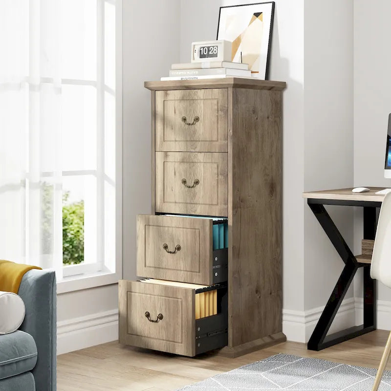 Classificatore a 4 cassetti per ufficio domestico, schedario verticale in legno per formato A4/lettera