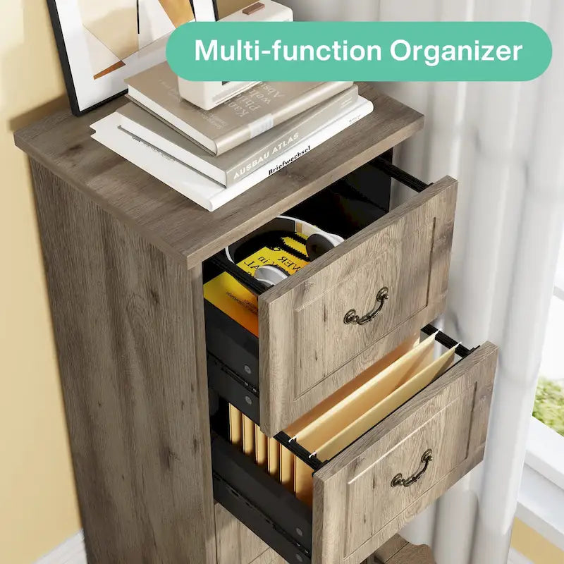 Classificatore a 4 cassetti per ufficio domestico, schedario verticale in legno per formato A4/lettera