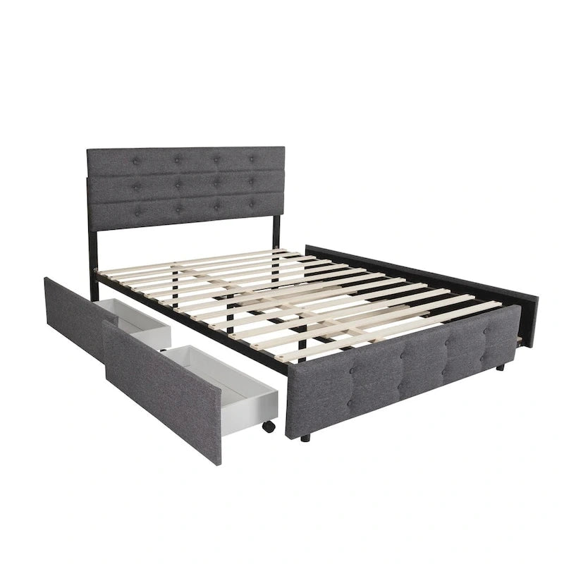Letto estraibile Queen Size in tessuto di lino imbottito